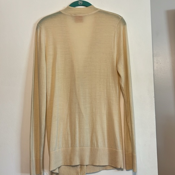 Tory Burch women’s size M, long sleeve sweater, gold button ivory cardigan - Picture 2 of 4
